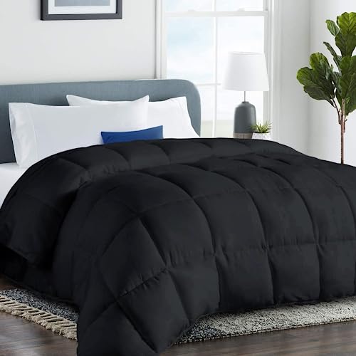 COHOME Quilted Twin XL Size Comforter - All-Season Down Alternative Duvet Insert - Luxury Hotel Winter Warm Black Comforter with Anti-Clump Tech & 8 Tabs- Reversible(68"x92")