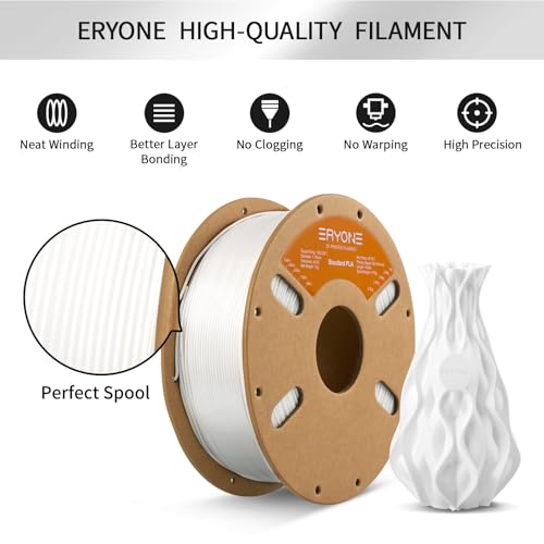 Image of ERYONE PLA Filament 1.75 mm, PLA 3D Printer Filament, Dimensional Accuracy + /- 0.03 mm, White