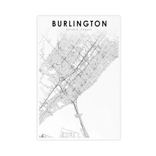 Carte de l'Ontario Burlington tableau toile murale 60x90
