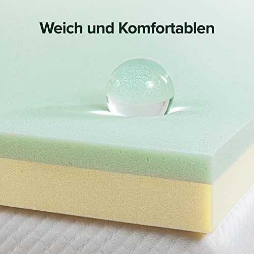 Image of Zinus 7.6 cm Green Tea Topper for Mattresses & Box Spring Bed Memory Foam Mattress Topper CertiPUR-US Certified Foams Topper-in-a-Box 90 x 200 cm