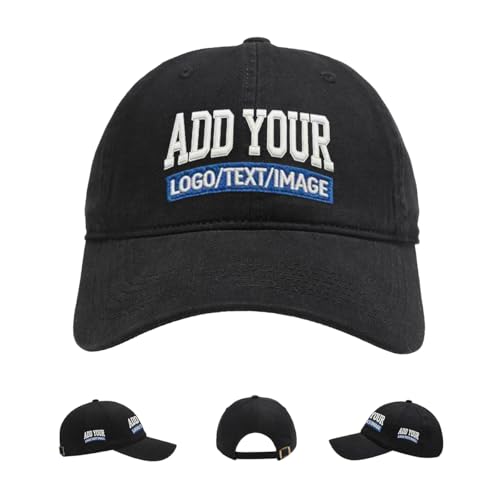 Bulk Custom Hat Embroidered/Printed Logo/Text/Image Baseball Cap for Adult (Black)
