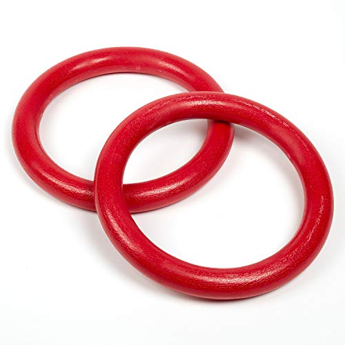 AP Plus Ninja Warrior Rings - Set of 2 Large Red, Traverse Gymnastics Climbing, with use on Obstacle Courses and Slack Lines, Outdoor Playground Equipment Accessories, Training AP Plus Ninja Warrior Rings - Set of 2 Large Red, Traverse Gymnastics Climbing, with use on Obstacle Courses and Slack Lines, Outdoor Playground Equipment Accessories, Training