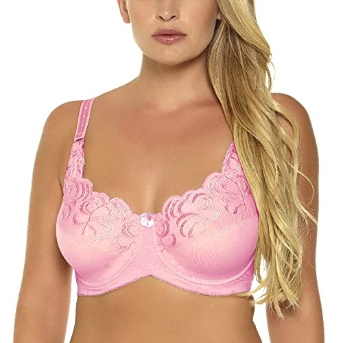 MIERSIDE Women's Plus Size Bra for Women Embroidered No-Padded Undearwire Bra (40C, Pink)