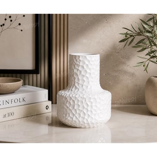 Image of Divyakosh Small White Decorative Plastic Vase for Home Decor, Living Room | Flower Vase for Center Table, Shelf, Bedroom & Office Decoration | Home Decoration Items | Decorative Pots for Flowers |