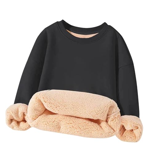 Fleece Flannel Sweatshirt for Girls Crewneck Long Sleeve Casual Pure Smooth Sherpa Lined Pullover Fall Winter Outfit