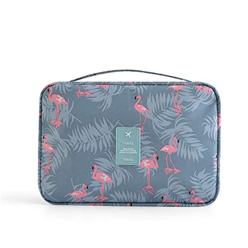 Preisvergleich Produktbild RAILONCH Kulturtasche zum Aufhängen Große Kapazität Kosmetiktasche Faltbarer Reise Wasserdicht Kulturbeutel Unisex (grauer Flamingo,Klein)