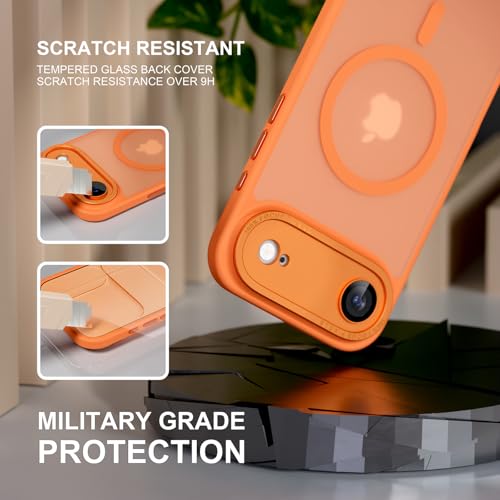 Misea Magnetic for iPhone 17 Air Case Compatible with MagSafe [Military Grade Drop Protection] Full Camera Lens Protector Translucent Matte Phone Case for Women Girls 6.5 inch, Orange - image 5