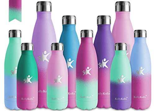 KollyKolla Stainless Steel Water Bottle - Vacuum Insulated BPA Free Flask, 350ml Drinks