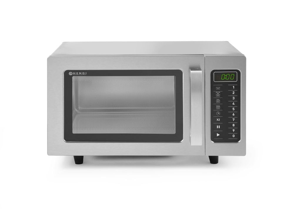 HENDI Micro-ondes, 1000W, 10 programmes par default, diamètre max. des plats: 320mm, puissance d'entrée 1550W, 25L, 230V, 511x432x(H)311mm, chambre 327x346x(H)200mm, inox