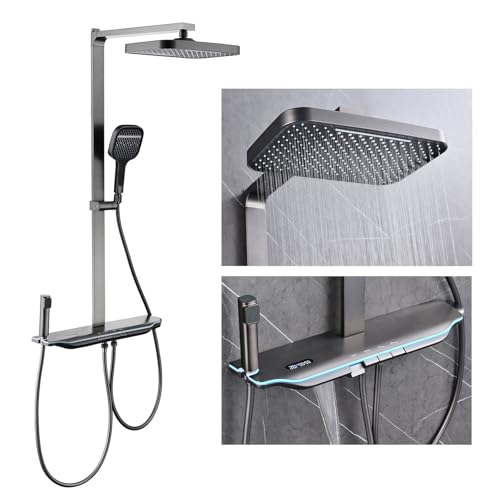 Système de douche 330 x 220 mm à touches piano et jet LED MOCHAMIK complet
