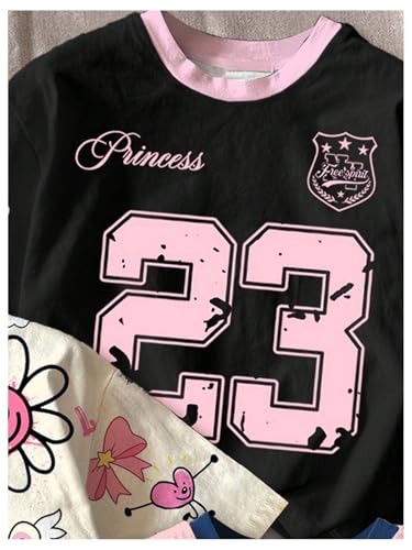 SweatyRocks Girl's 3 Pack Cute Letter Graphic T Shirt Crewneck Short Sleeve Summer Casual Tee Shirt3