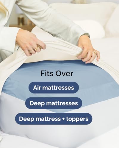 Image of Extra Deep Flex Top Split Head King Sheet Set - 6 Piece Breathable and Cooling Sheets - Hotel Luxury Bedding for Women, Men, Kids & Teens - Easy Secure Fit - Extra Deep Pockets - Off White