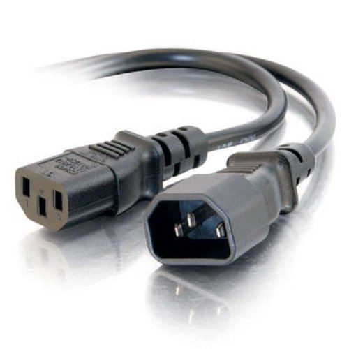 C2G 03140 18 AWG Computer Power Extension Cord - IEC320C14 to IEC320C13, TAA Compliant, Black (1 Feet, 0.30 Meters)