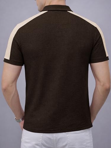 Image of EYEBOGLER Premium Textured Self-Design Half Sleeve Collar Polo T-Shirt for Men || Packs Also Available