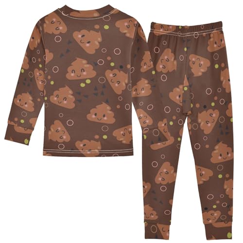 Pajama Sets Long Sleeve Cute Poop Circle Pattern Soft Comfy Sleepwear 2 Piece PJS 24M2