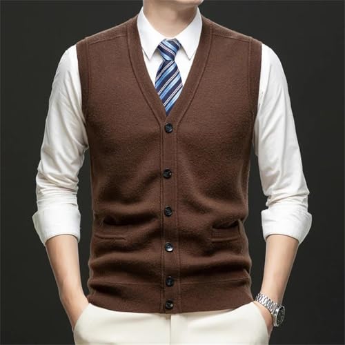 Men’S Wool Basic Sleeveless Buttons Down Cardigan Sweater Tank Warm V Neck Business Casual Knit Vest2