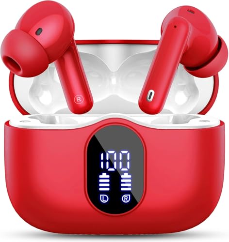 Auriculares Inalámbricos, Bluetooth 5.3 con HD Micrófono HiFi Estéreo Pantalla LED, Reducción de Ruido, 13 mm Controlador dinámico, IP7 Impermeable 36H Cascos Inalambricos