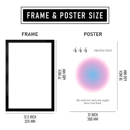 Image of 444 Protection Premium Framed Wall Poster (12x18 Inch) | inchThe Universe and Your Angels Have Your Back inch Inspirational Wall Art | Spiritual & Positive Energy Decor for Bedroom, Living Room, Office & Workspace | Ready-to-Hang Display Frame