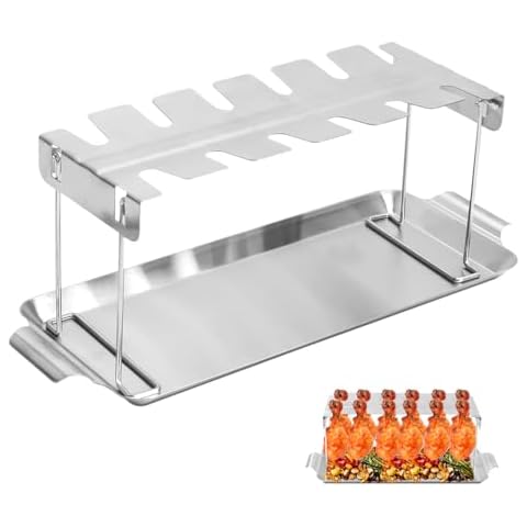 FIRELOOP Folding Chicken Leg Wing Drumstick Grill Rack,BBQ Chicken Leg Rack for Roasting Chicken,Drumsticks Hanger Stand,Drumstick Holder Grilling,Ninja Chicken Drumsticks Fryer Rack Cover
