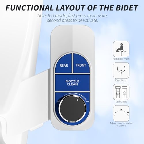 Image of SAMODRA Non-Electric Bidet Attachment for Toilet - Self-Cleaning Dual Nozzle (Frontal & Rear Wash), Adjustable Water Pressure, Fits Most Toilets, Easy Installation (Ocean Blue)