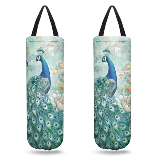 Hummingbird Plastic Bag Organizer Reusable Plastic Bag Dispenser Hanging Grocery Bag Organizer for Home Kitchen Camper Set of 2
