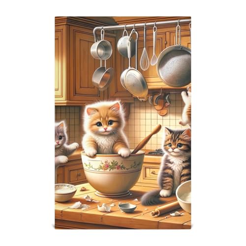 ODAWA Kitten Cats Kitchen Towles Reusable Kitchen Towels Dish Cloth for Household Cleaning (18