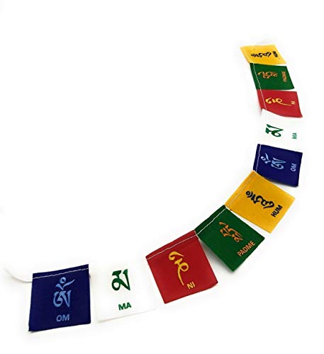 Image of Velvet Prayer Flag Om Mani Padme Hum Mini for Bikes (Multicolor) Size Medium Pack of 1