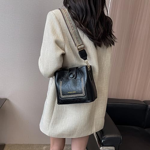 ZLM BAG US Women Vintage Crossbody Shoulder Bag Pu Leather Bucket Hobo Bag Multipockets Handbag Purse with Guitar Strap2