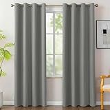 BONZER 100% Blackout Curtains for Bedroom - Light Blocking Thermal Insulated Window Drapes with Black Laminated Backing, Single Layer Total Room Darkening Curtain, 52 x 95 Inch, Dove Grey, 2 Panels