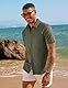 PJ PAUL JONES Hemden Herren Kurzarm Leinenhemd Einfarbig Regular Fit Freizeithemd für Sommer (Grün, XL)