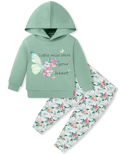 Coco&RARA Toddler Girls Clothes Baby Hoodie Sweatshirt Flower Sweatpants Outfits 2pcs Fall Winter Tracksuit Set 18M-6T