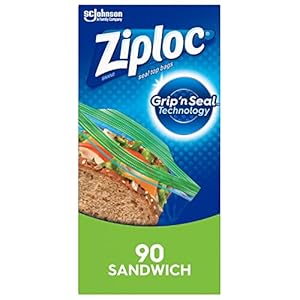 Ziploc Sandwich and Snack Bags, Storage Bags for On the Go Freshness, Grip ‘n Seal Technology for Easier Grip, Open, and Close, 90 Count