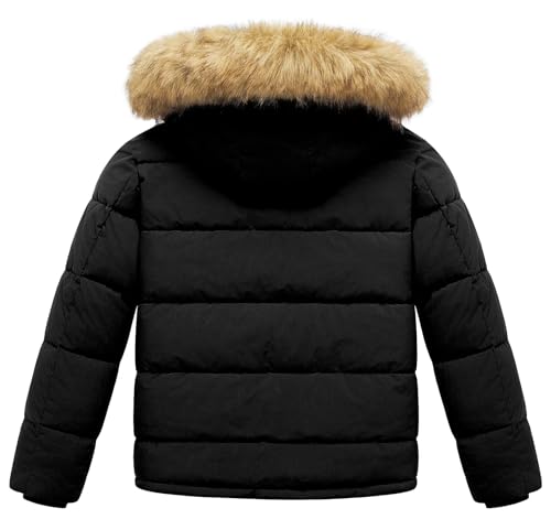 Boy's Winter Coat Kids Puffer Jacket Water Resistant Bubble Outerwear Fleece Heavyweight Parka with Fur Hood2