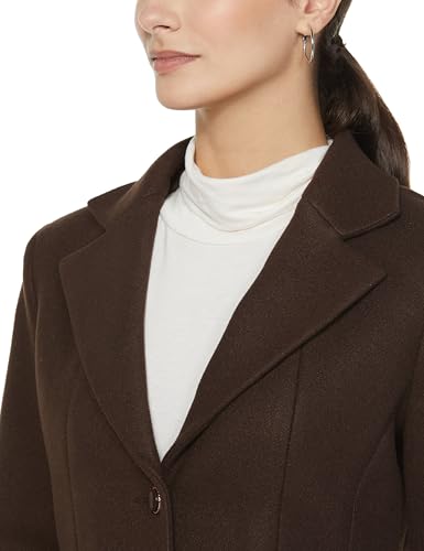 Image of Qube By Fort Collins Women's Semi-Long Tweed Coat with Knitted Finish - Elegant Winter Outerwear for Casual and Formal Looks