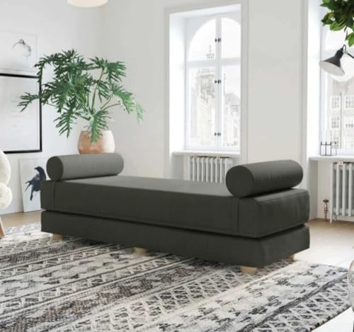 Image of SOUL CRAFT Modern Modular Daybed /Fold-Out Sleeper, Beige, Velvet Fabric, Converts to 2 Single Beds or 1 Queen Bed, with Mattress 203 cm x 74 cm(6.66 ft x 2.43 ft)