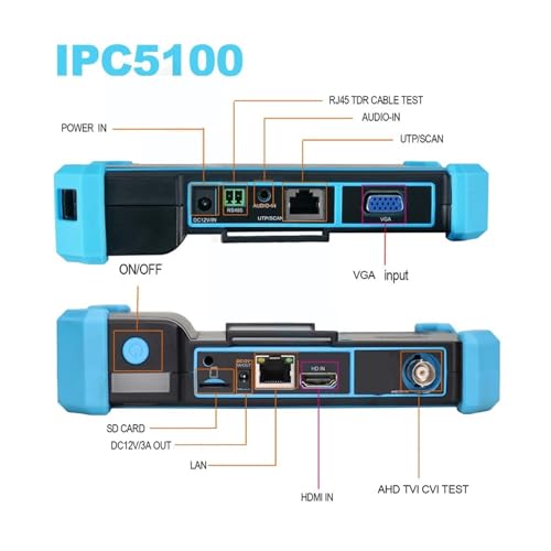 Monitor probador de CCTV portátil con pantalla para cámaras IP de 8MP y tecnología SDI 7