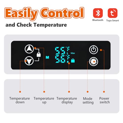 Image of OLIXIS Portable Car Refrigerator, 53QT Dual-Zone Electric Cooler for Vehicles with Wheels & Cutting Board, -4℉-68℉ Freezer Smart Control via Bluetooth, Battery Protection, 12 /24V DC & 100-240V AC