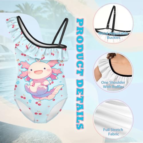 Image of Girls Swimsuit One Piece Ruffle Swimsuit Non-Slip Straps UPF 50+ for Girls Size 3-14 Years