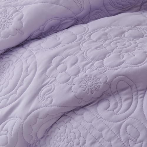 Image of EVENHUG Oversized King Quilt California King Size Lightweight Bedding Set Reversible Bedspread Coverlets for All Seasons 3 Piece (Purple 120 inchx120 inch)