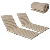 Only choice 2 Pieces Set Patio 72.83” × 23.62 ” Indoor/Outdoor Chaise Lounge Chair Cushion Replacement Funiture Seat Cushion (Khaki)