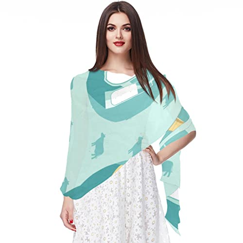 Foulard mousseline de soie imprimé vache pour femme, écharpe multicolore chic