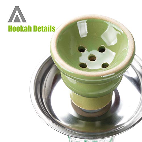 Reanice 11" Green Glass Hookahs Set 2 Hose Hookah Small Water Shisha #TOP3