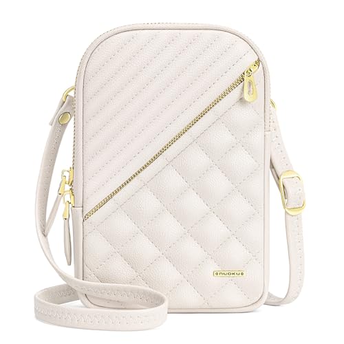 Image of nuoku Small Crossbody Bags for Women Vegan Leather Cell Phone Wallet Purses for Women with Double Zipper,RFID Wallet
