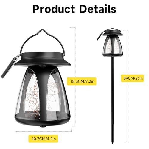 Lampe de sol décorative suspendre : lot de 4 lanternes solaires extérieur - 2