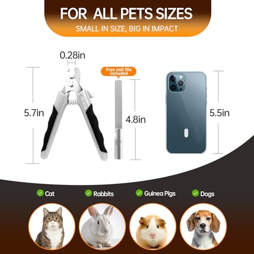 IREDOON Profi Krallenschere für Hunde und Katzen mit Hohe Qualität Nagelfeile aus Edelstahl und Hltrascharfen Klingen aus 4Cr13-Edelstahl für Kleine, Mittlere und Große Rassen