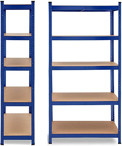 5-Tier Adjustable Storage Shelving Unit Heavy Duty Organizing Shelf Metal Utility Rack Boltless Shelves For Kitchen, Pantry, Closet, Garage, Office, 28" W X 12" D X 59" H, Blue Shelves - Blue #TOP3