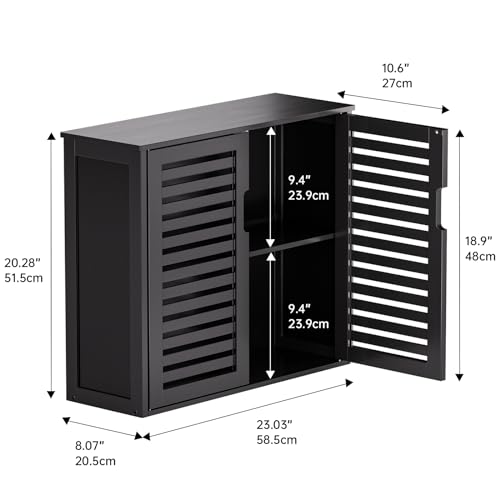 Hitnetblackbathroomstoragecabinethangingmedicinecabinetwithadjustableshelfbamboooverthetoiletwallmountedspacesaverorganizerdoubledoors  Urban Country Home Decor Hitnet black bathroom storage cabinet hanging medicine cabinet with adjustable shelf bamboo over the toilet wall mounted space saver organizer double doors  urban country home decor