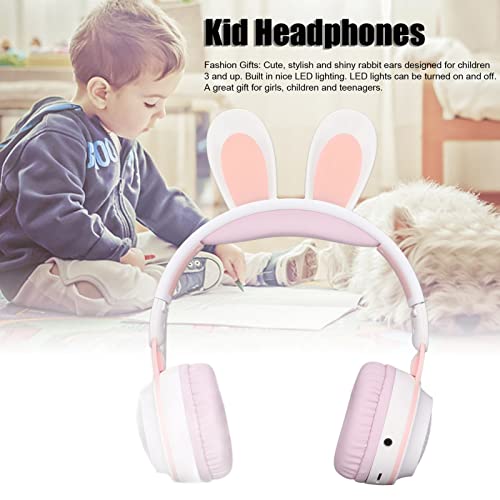 Kids Headphones, Bluetooth 5.0 Headphones with Rabbit Ear, Over Ear LED Light Foldable Wireless Headset, Support TF/AUX - Image 2