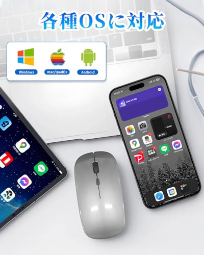 【2026新グレード】マウス 無線 Mucuru ワイヤレスマウス Bluetooth 5.4 無線 静音 薄型 Type-C 充電式 2.4GHz 3段階DPI切替 省エネ 瞬時接続 7色ライト付き 小型 光学式 高精度 左右対称 高耐久性 充電式 軽量 握りやすい 簡単接続 携帯便利 Mac/Windows/Surface/PC/Macbook対応