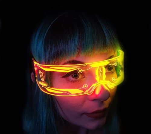 NULOGX LED Light Up Glasses Visor with 7 Colors and 5 Lighting Modes for Festivals Raves Concerts Cosplay
